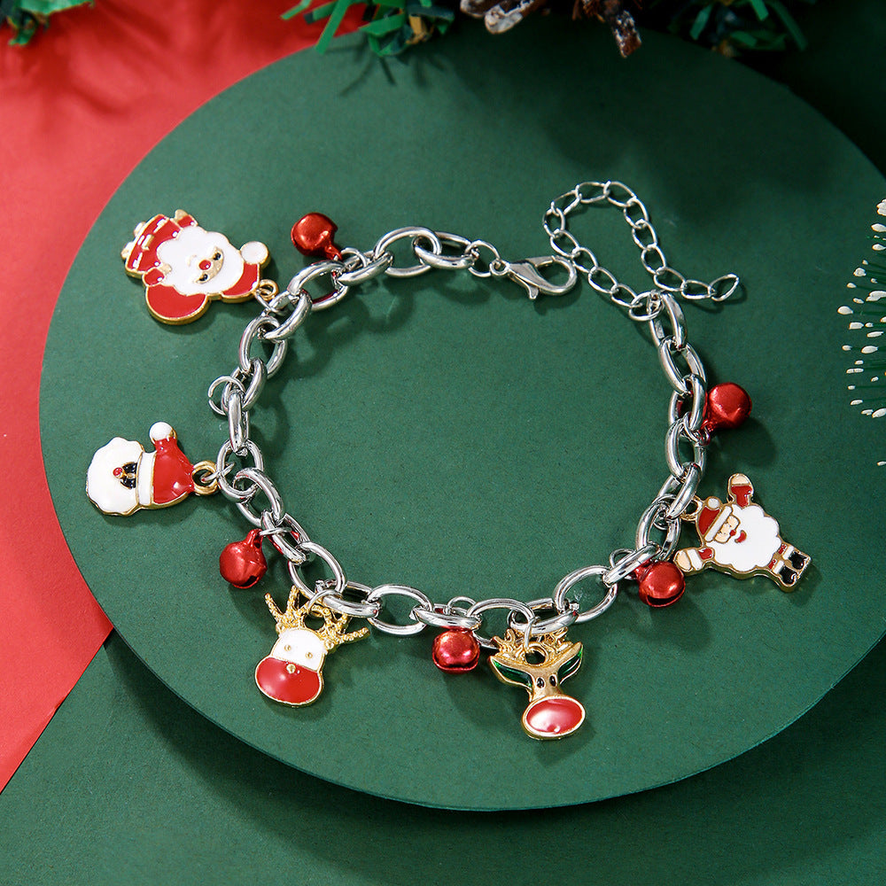 Creative Christmas Metal Chain Bracelet For Women Men Santa Claus Christmas Tree Snowflake Snowman Pearl Bangles New Year Gifts Creative Christmas Metal Chain Bracelet For Women Men Santa Claus Christmas Tree Snowflake Snowman Pearl Bangles New Year Gifts